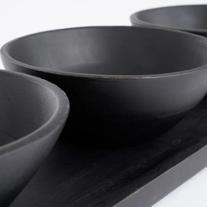 Mica Tomar Bowls on Tray Black - Image 2