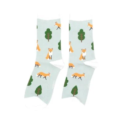Miss Sparrow Fox in the Woods Socks Duck Egg - Image 2