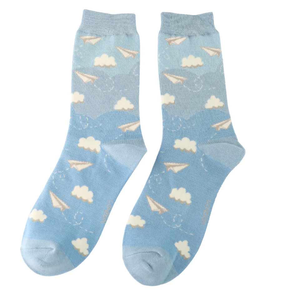 Miss Sparrow Paper Planes Socks Sky Blue - Image 2
