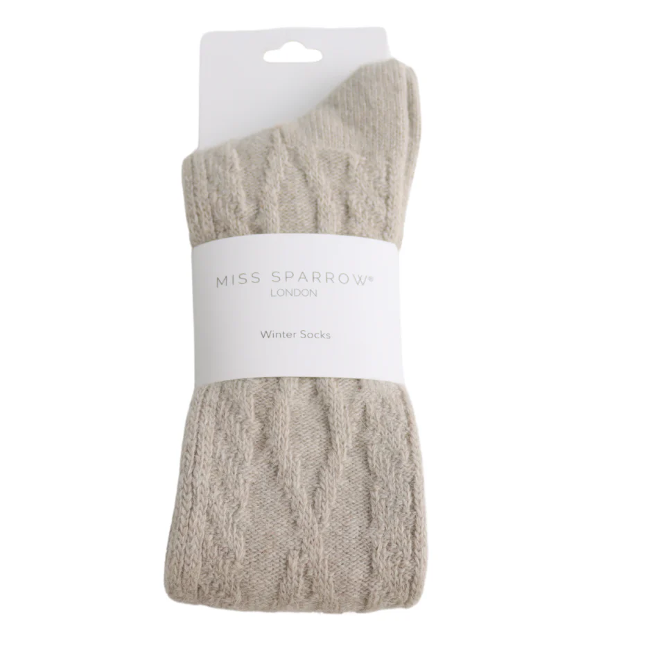 Miss Sparrow Winter Cable Socks Oatmeal - Image 2