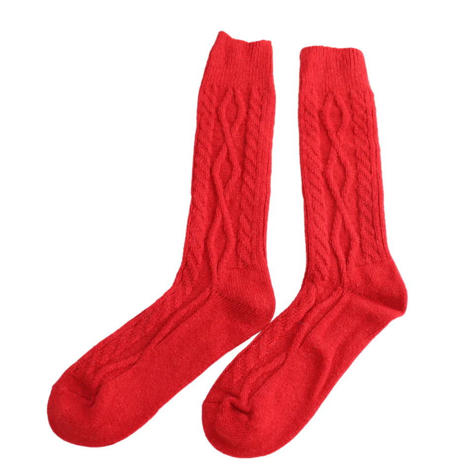 Miss Sparrow Winter Cable Socks Red - Image 2
