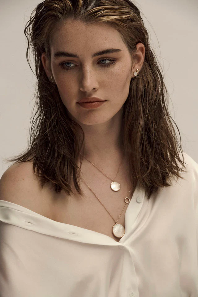 Tipperary Mother Of Pearl Full Moon Pendant - Rose Gold - Image 3