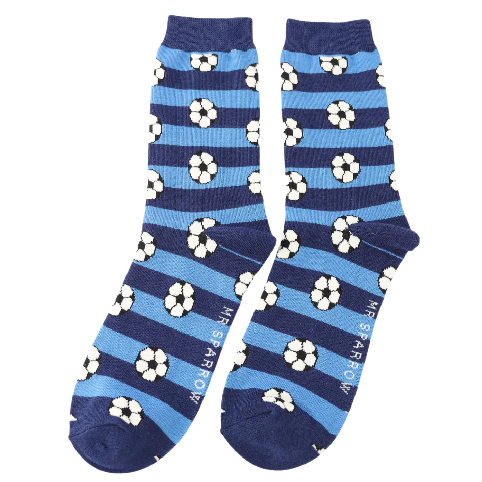 Mr Sparrow Footballs & Stripes Navy Socks - Image 2