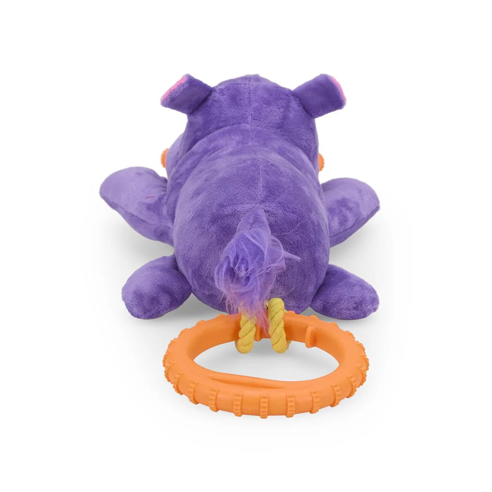 Petface Buddies Hippo Tugger Plush And Rubber Dog Toy - Image 3