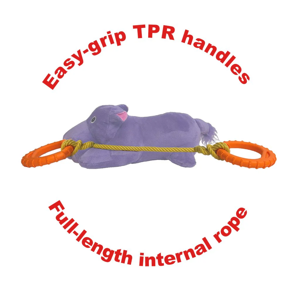 Petface Buddies Hippo Tugger Plush And Rubber Dog Toy - Image 4
