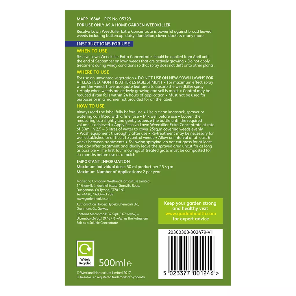 Resolva Lawn Weedkiller Extra Concentrate 500ml - Image 3