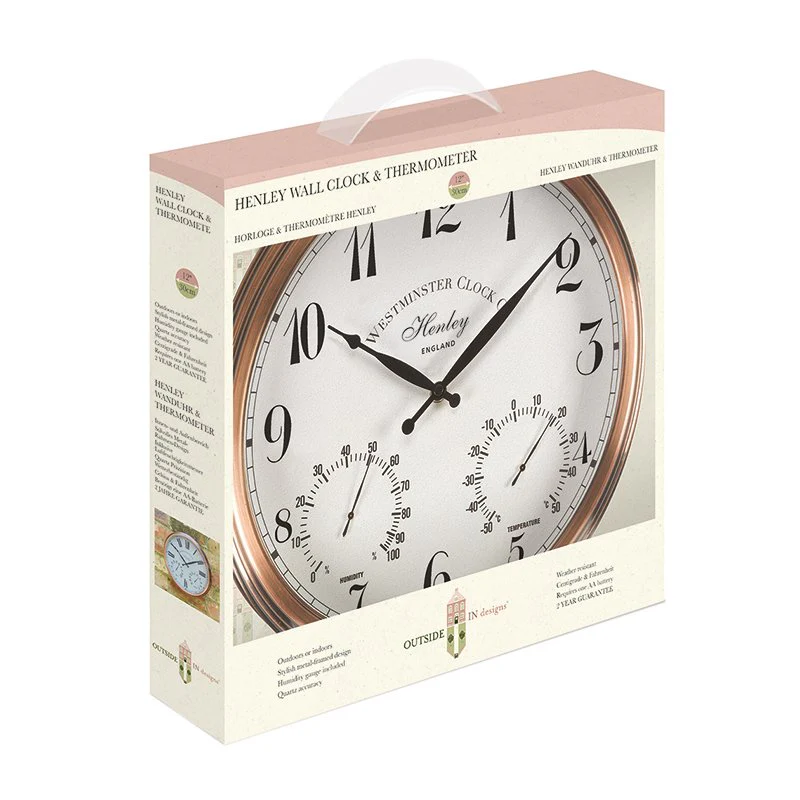 Smart Garden Henley Wall Wall Clock & Thermometer 12inch - Image 3