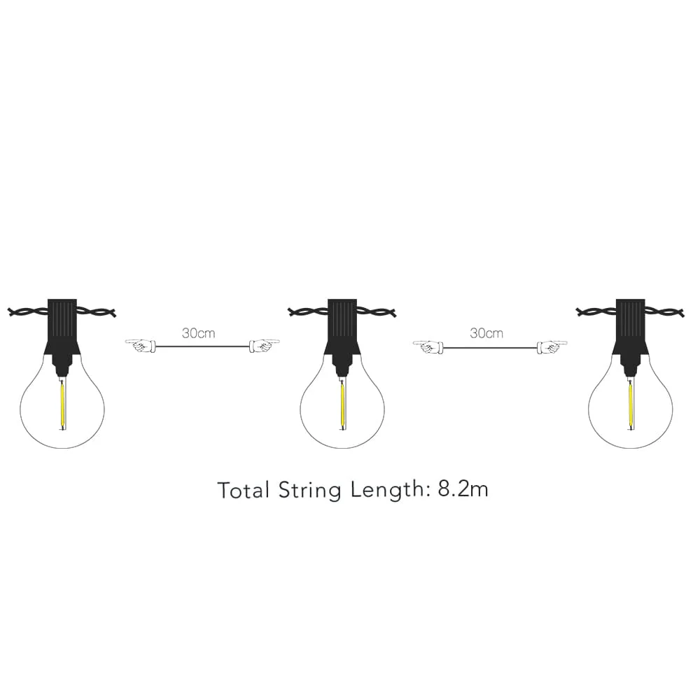 Solar Centre Falmouth USB Solar Festoon Lights (Set Of 25 Glass Bulbs) - Image 2