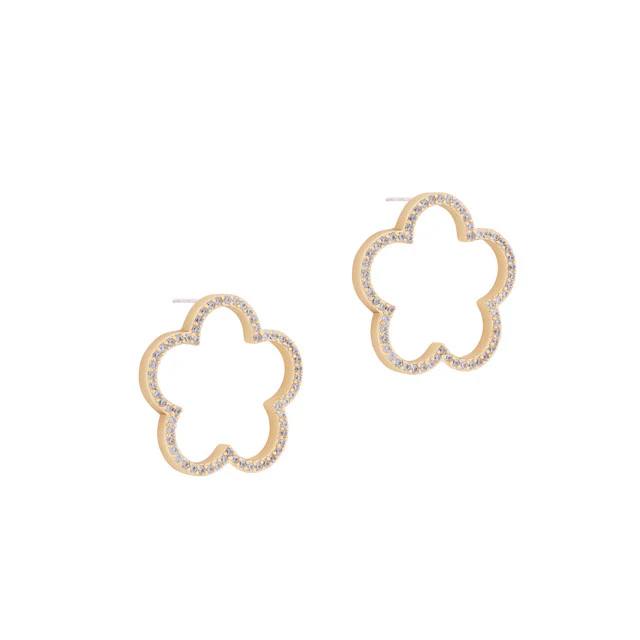 Tipperary Crystal Fleur Collection Cut Out Cubic Zirconia Inset Earrings Gold - Image 2