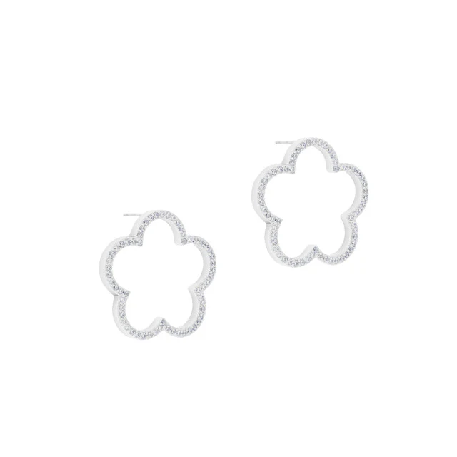 Tipperary Crystal Fleur Collection Cut Out Cubic Zirconia Inset Earrings Silver - Image 2