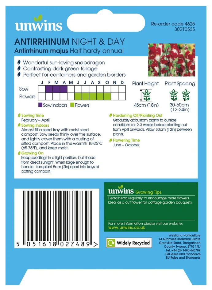 Unwins Antirrhinum Night & Day Seeds - Image 2