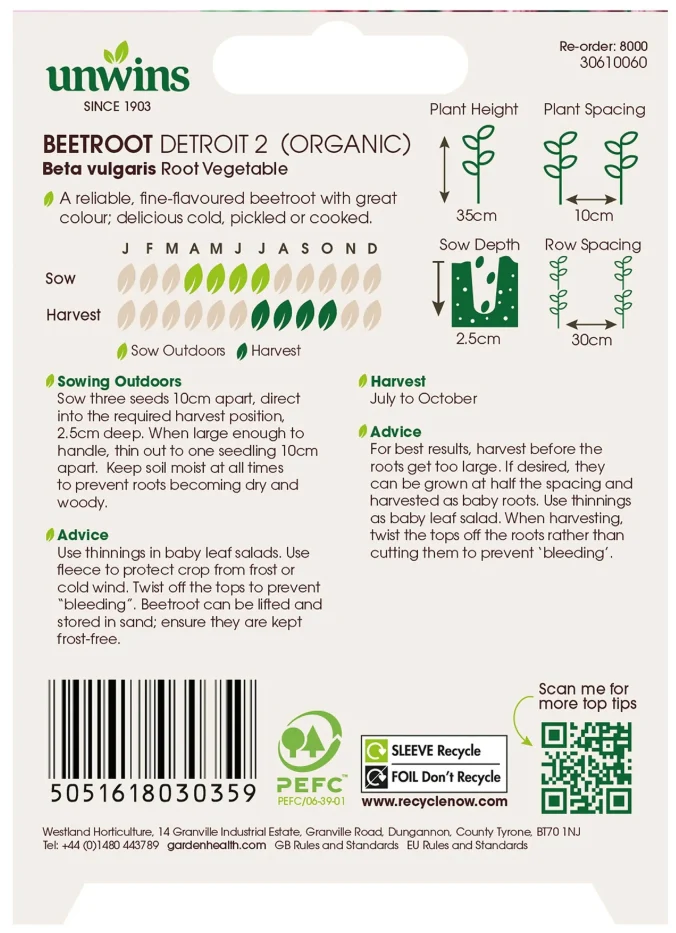Unwins Organic Beetroot Detroit 2 Seeds - Image 2