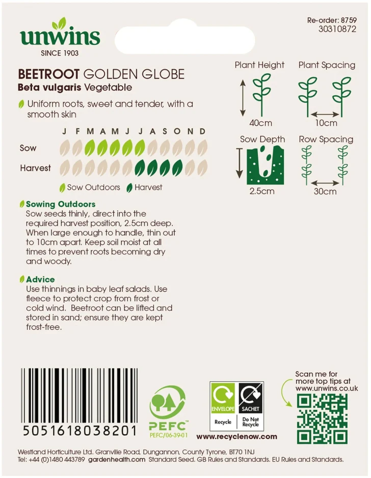 Unwins Beetroot Golden Globe Seeds - Image 2