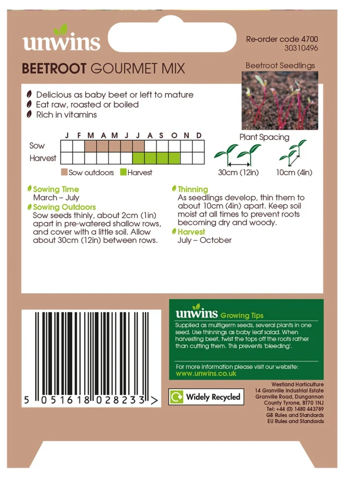Unwins Round Beetroot Gourmet Mix Seeds - Image 2