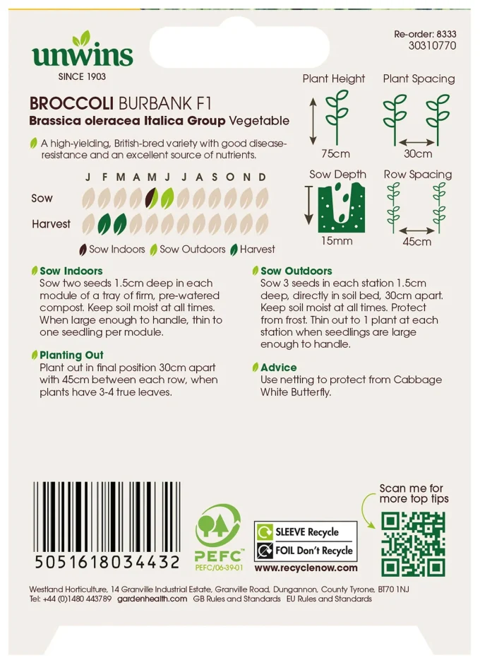 Unwins Broccoli Burbank F1 Seeds - Image 2