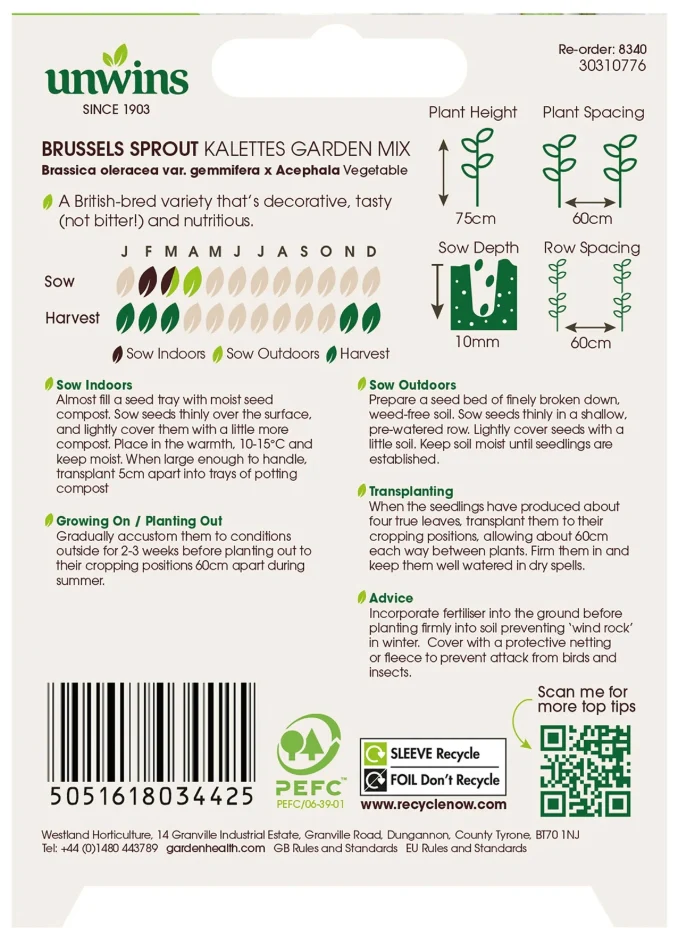 Unwins Brussels Sprout Kalettes Garden Mix Seeds - Image 2