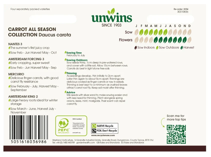 Unwins Carrot All Season Collection Pack Seeds - Image 2