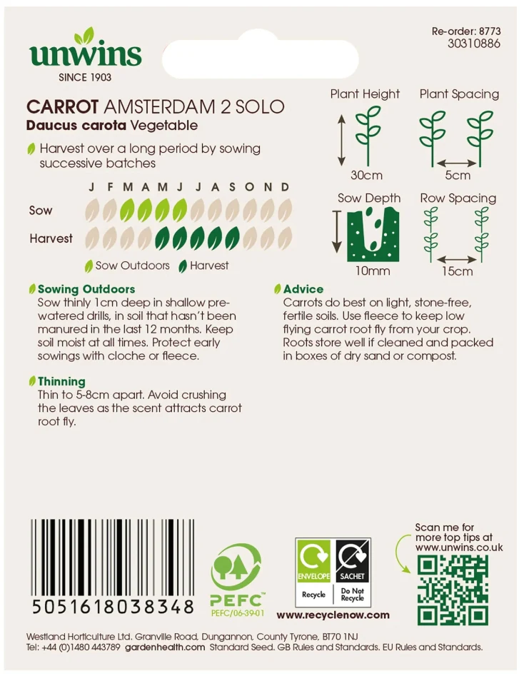 Unwins Carrot Amsterdam 2 Solo Seeds - Image 2