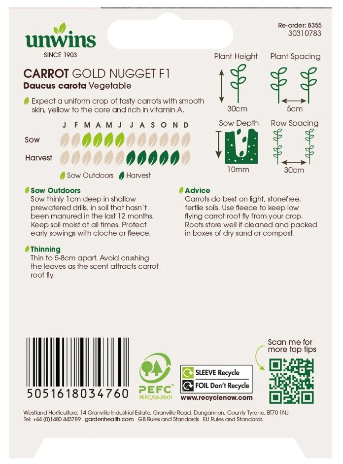 Unwins Carrot Gold Nugget F1 Seeds - Image 2