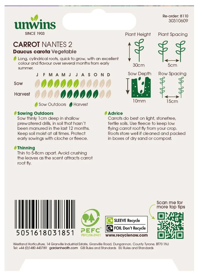 Unwins Carrot Nantes 2 Seeds - Image 2