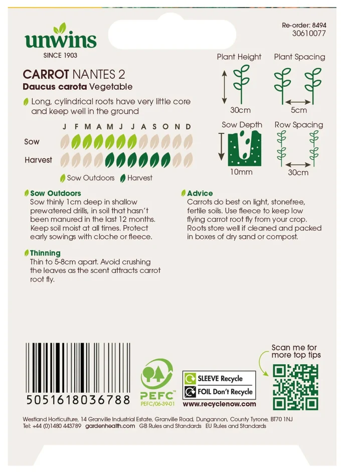 Unwins Organic Carrot Nantes 2 Seeds - Image 2