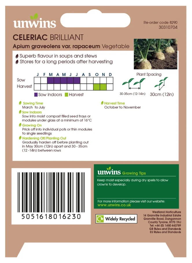 Unwins Celeriac Brilliant Seeds - Image 2