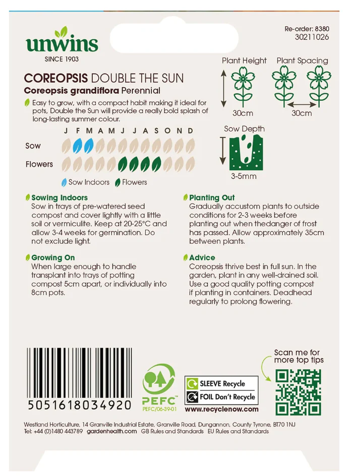 Unwins Coreopsis Double The Sun Seeds - Image 2