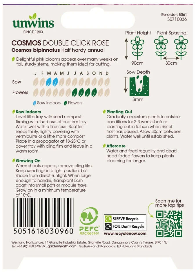 Unwins Cosmos Double Click Rose Seeds - Image 2