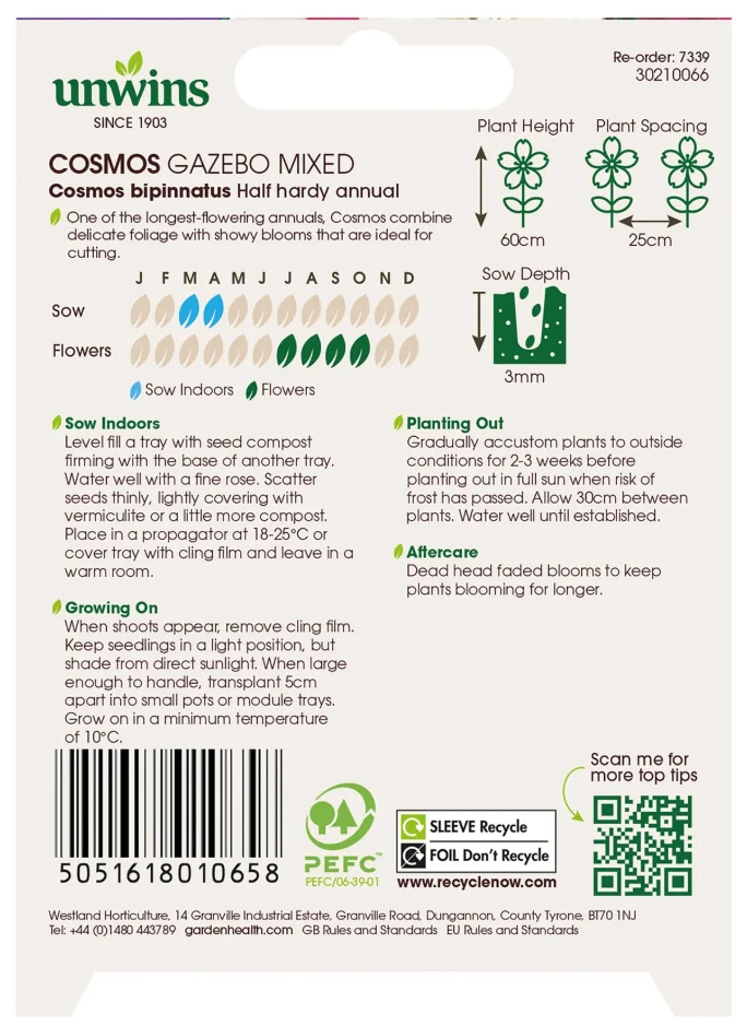 Unwins Cosmos Gazebo Mixed Seeds - Image 2