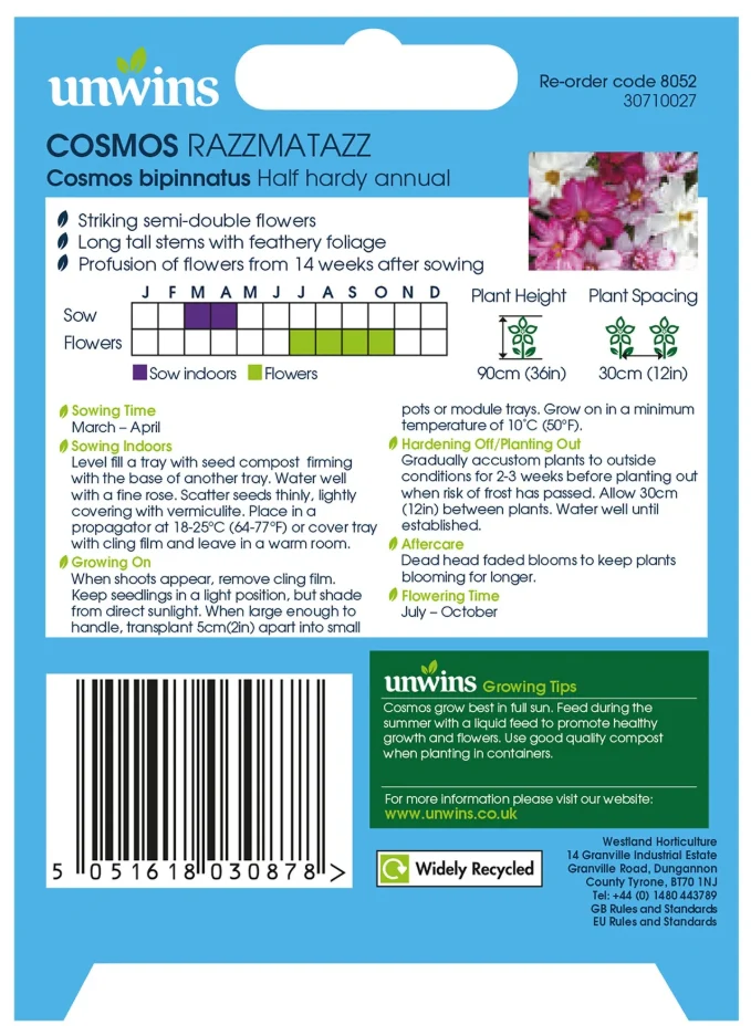 Unwins Cosmos Razzmatazz Seeds - Image 2