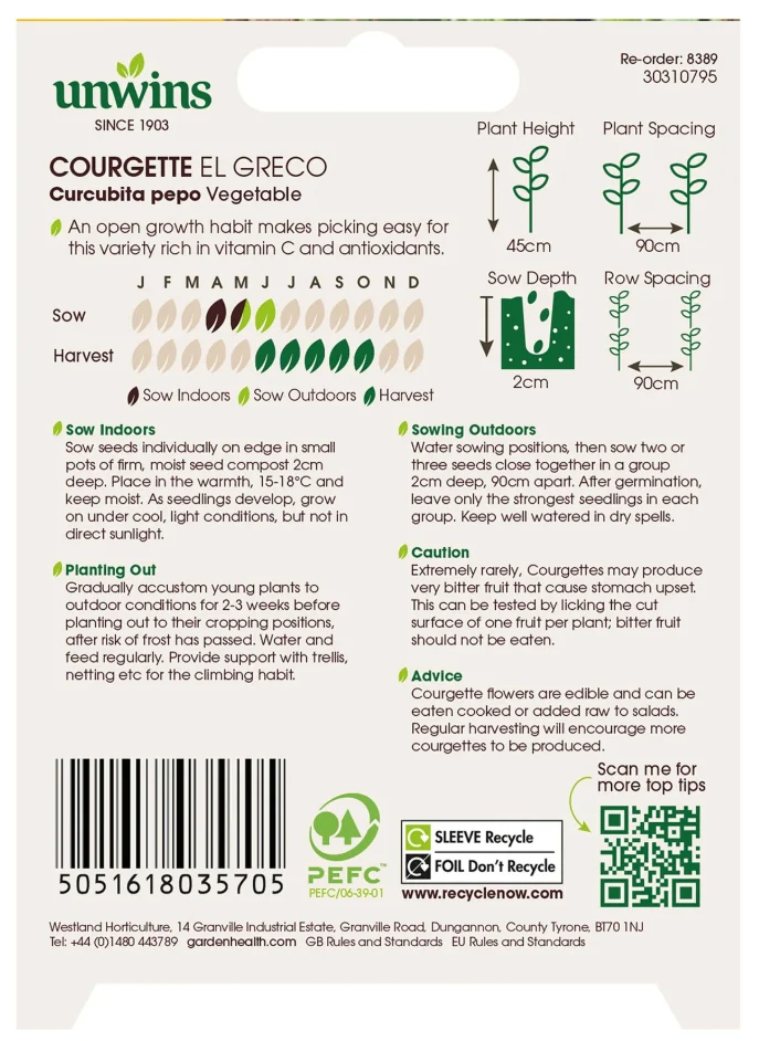 Unwins Courgette El Greco Seeds - Image 2