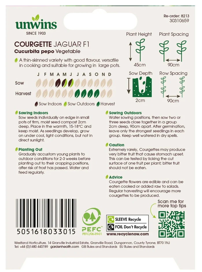 Unwins Courgette Jaguar F1 Seeds - Image 2