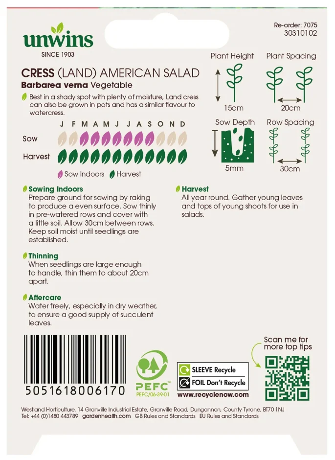 Unwins Land Cress American Salad Seeds - Image 2