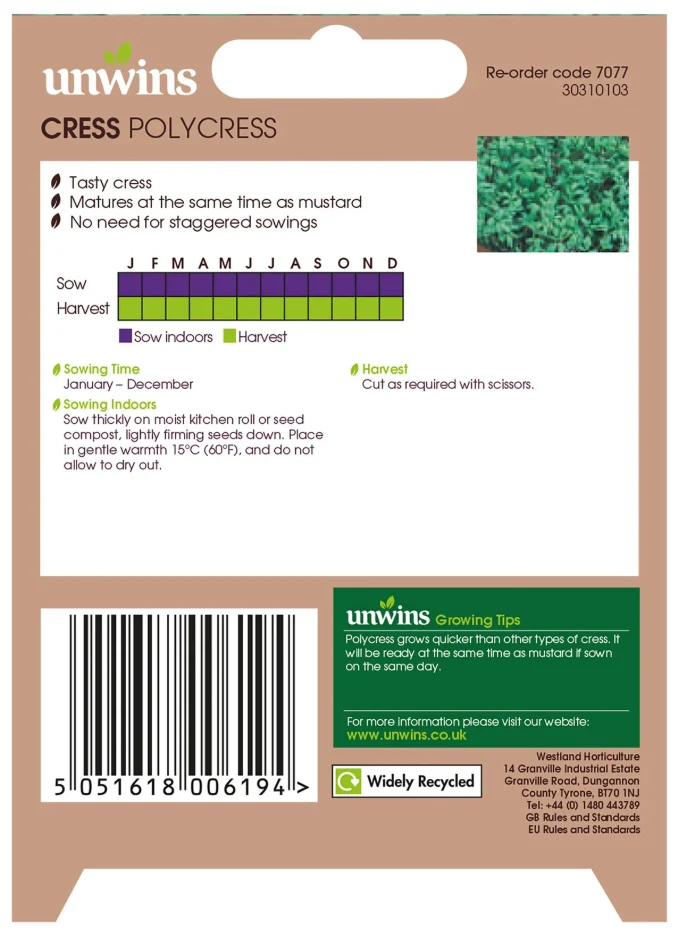 Unwins Cress Polycress Seeds - Image 2
