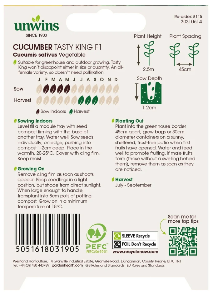 Unwins Cucumber Tasty King F1 Seeds - Image 2