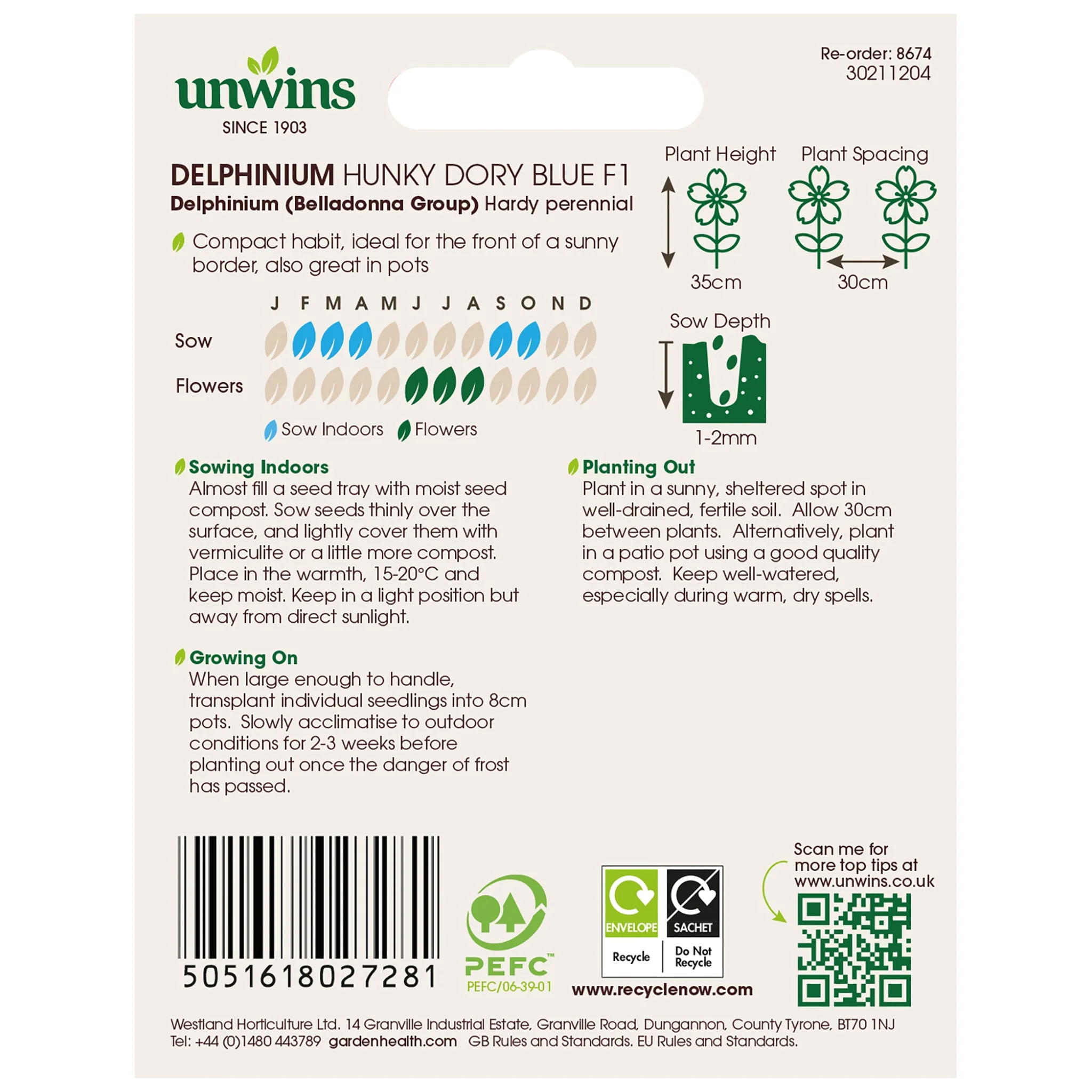 Unwins Delphinium Hunky Dory Blue F1 Seeds - Image 2