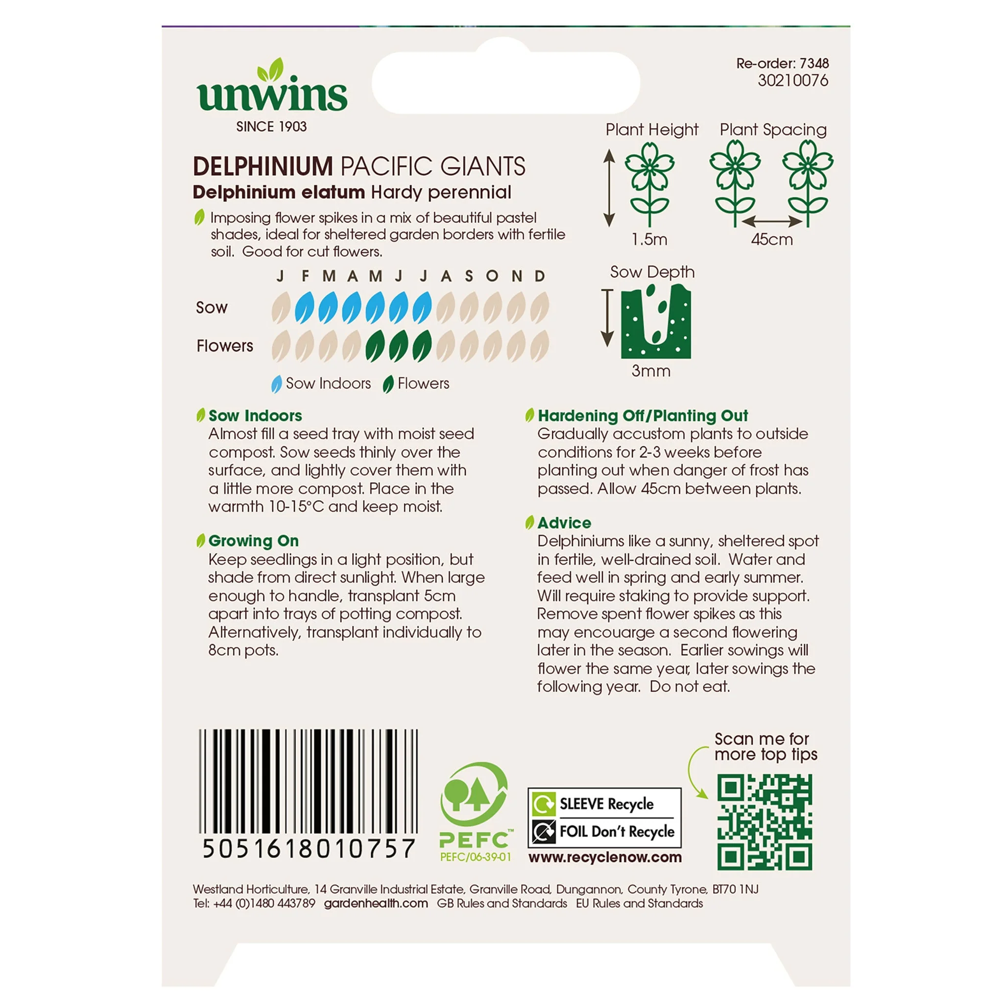 Unwins Delphinium Pacific Giants Seeds - Image 2