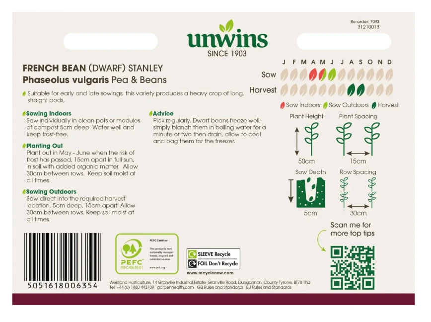 Unwins Dwarf French Bean Stanley Seeds - Image 2