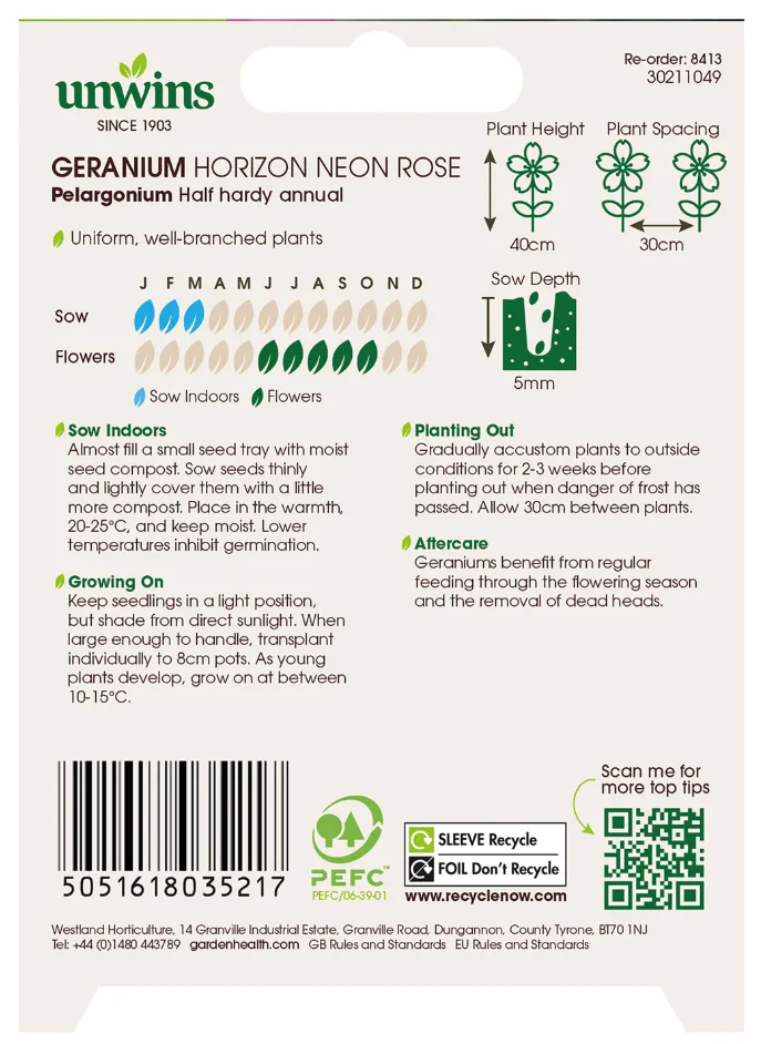 Unwins Geranium Horizon Neon Rose Seeds - Image 2