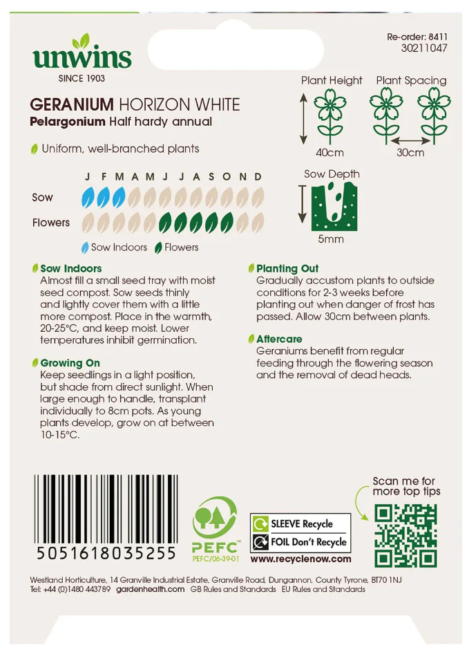 Unwins Geranium Horizon White Seeds - Image 2