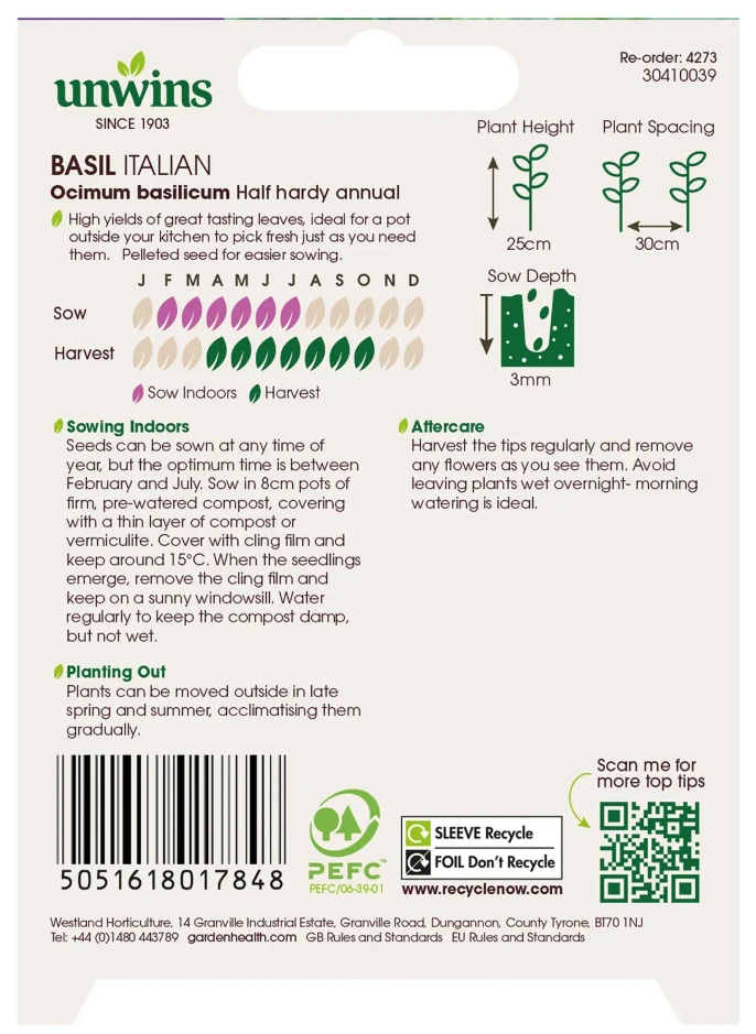 Unwins Basil Italian Seeds - Image 2