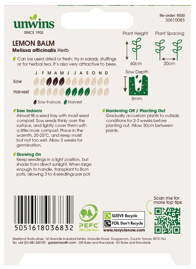 Unwins Organic Lemon Balm Seeds - Image 2
