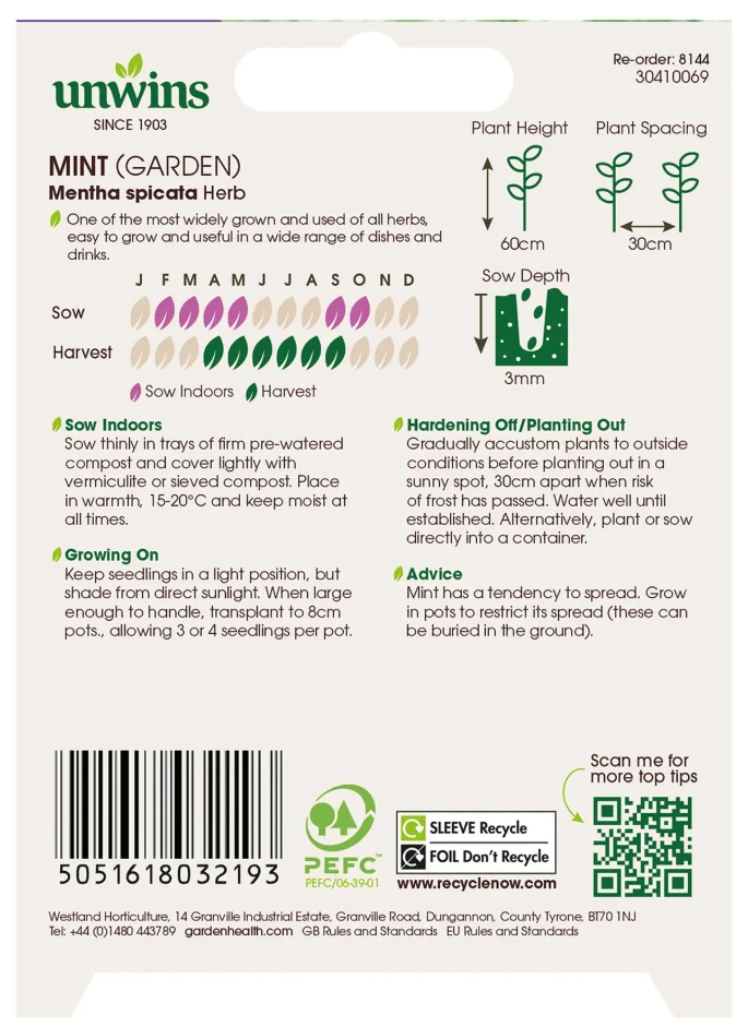 Unwins Garden Mint Seeds - Image 2