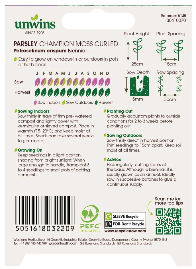 Unwins Parsley Champion Moss Curled Seeds - Image 2