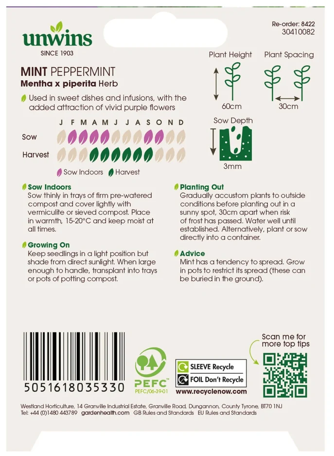 Unwins Mint Peppermint Seeds - Image 2