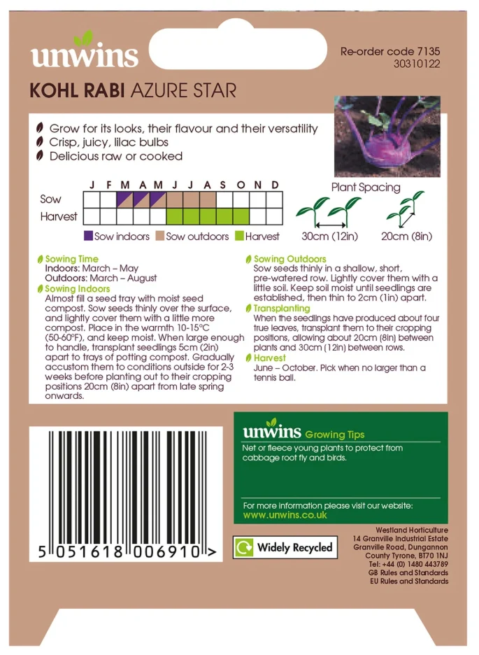 Unwins Kohl Rabi Azure Star Seeds - Image 2
