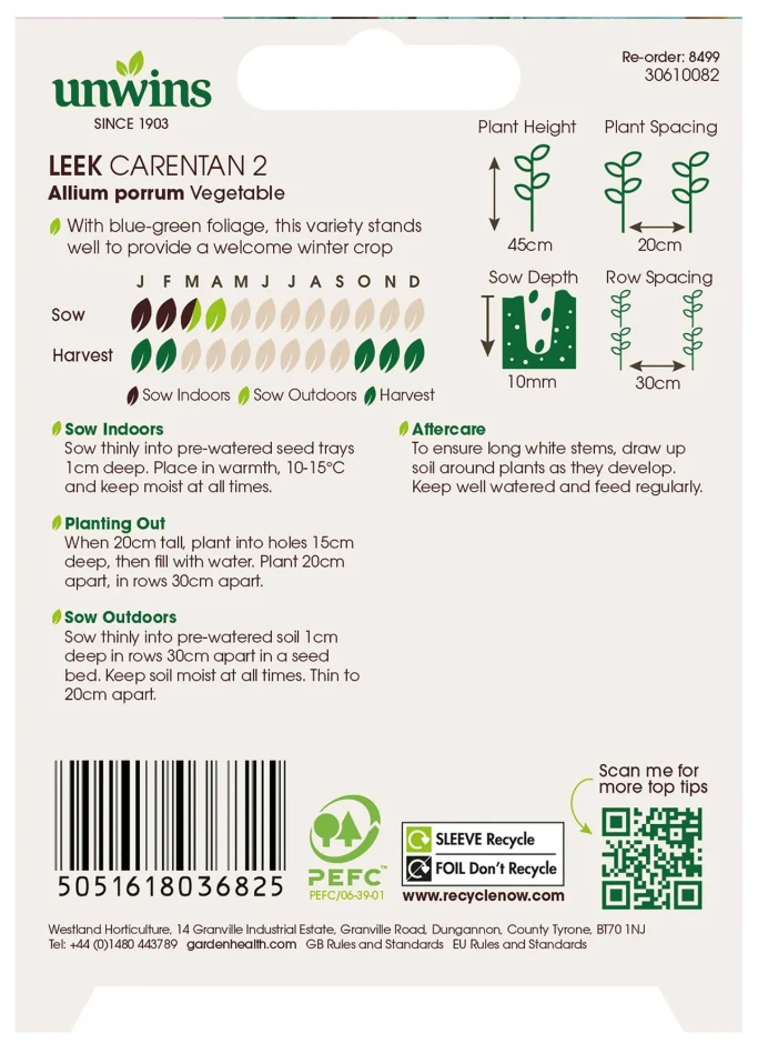 Unwins Organic Leek Carentan 2 Seeds - Image 2