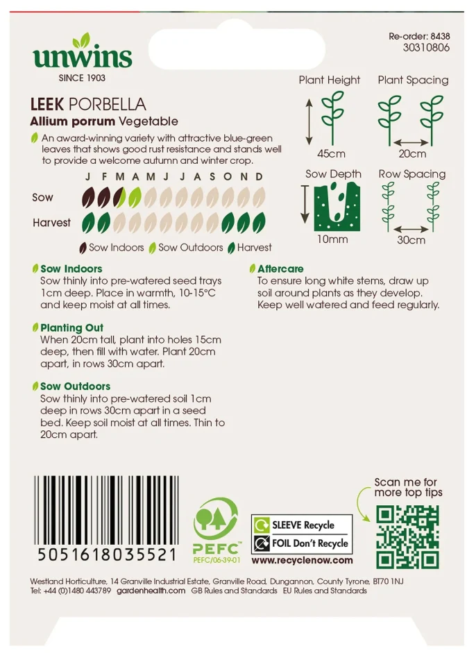 Unwins Leek Porbella Seeds - Image 2