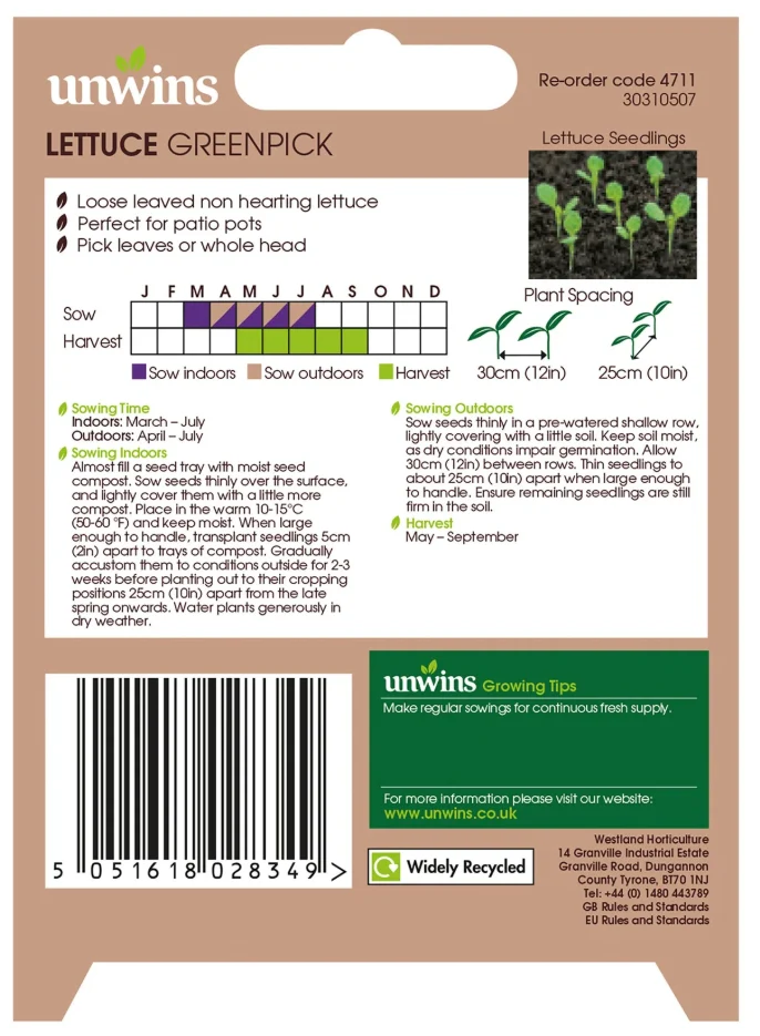 Unwins Loose Lettuce Greenpick Seeds - Image 2