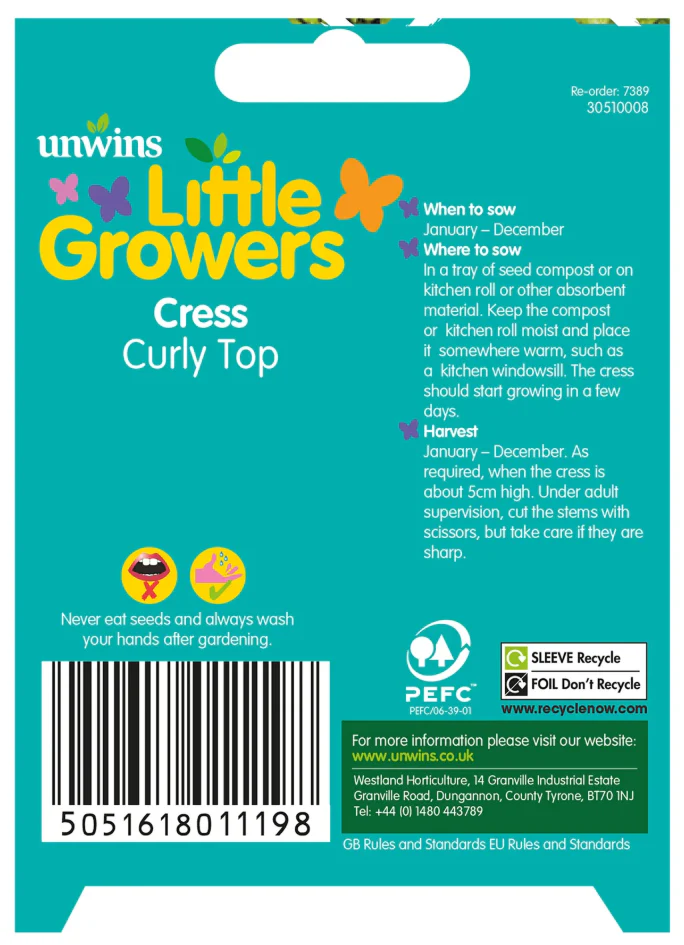 Unwins Little Growers Cress Curly Top - Image 2